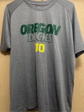 NCAA Oregon Ducks Gray Tee with Green and Yellow Logo